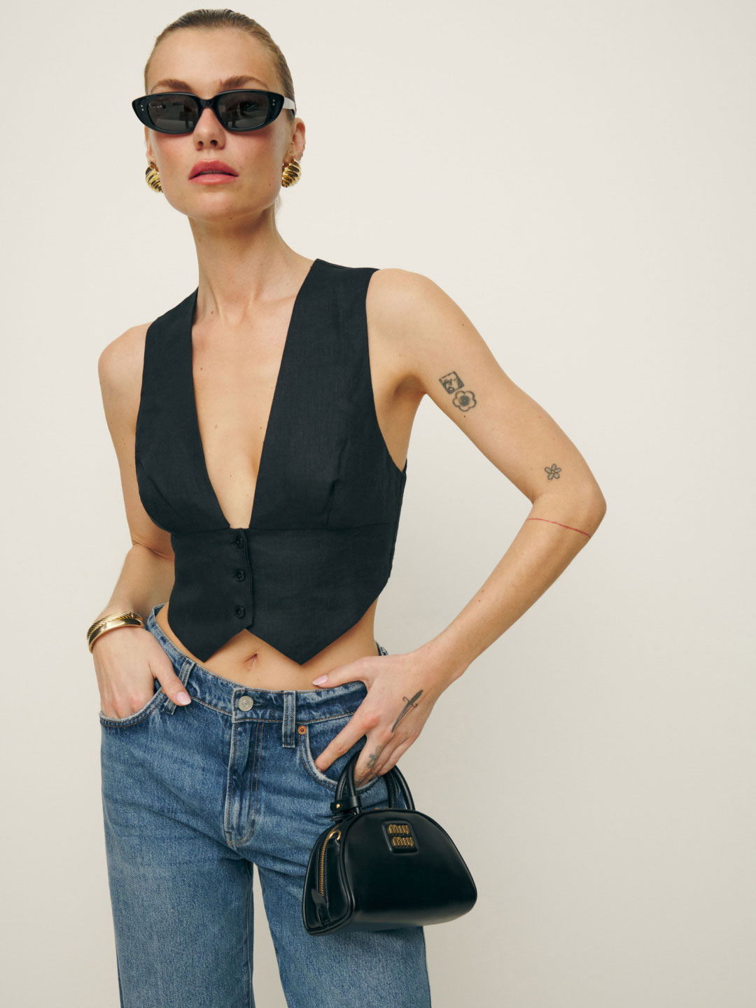 Sofia Cropped Linen Vest